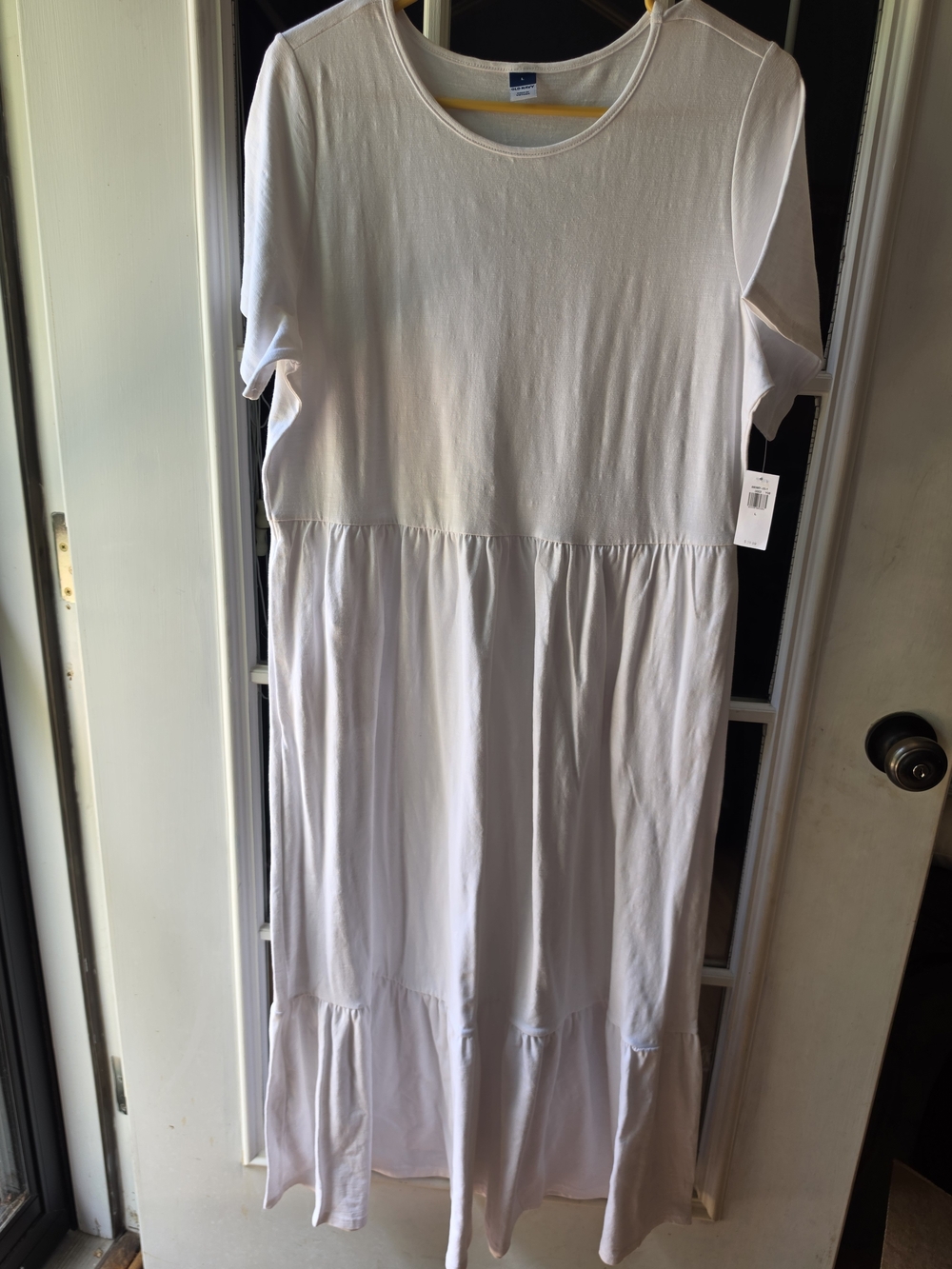 Old Navy White Midi Tiered Short-Sleeve Dress